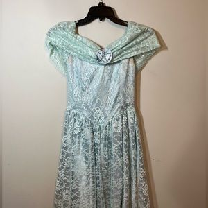 Vintage 1950s Baby Teal Midi Dress